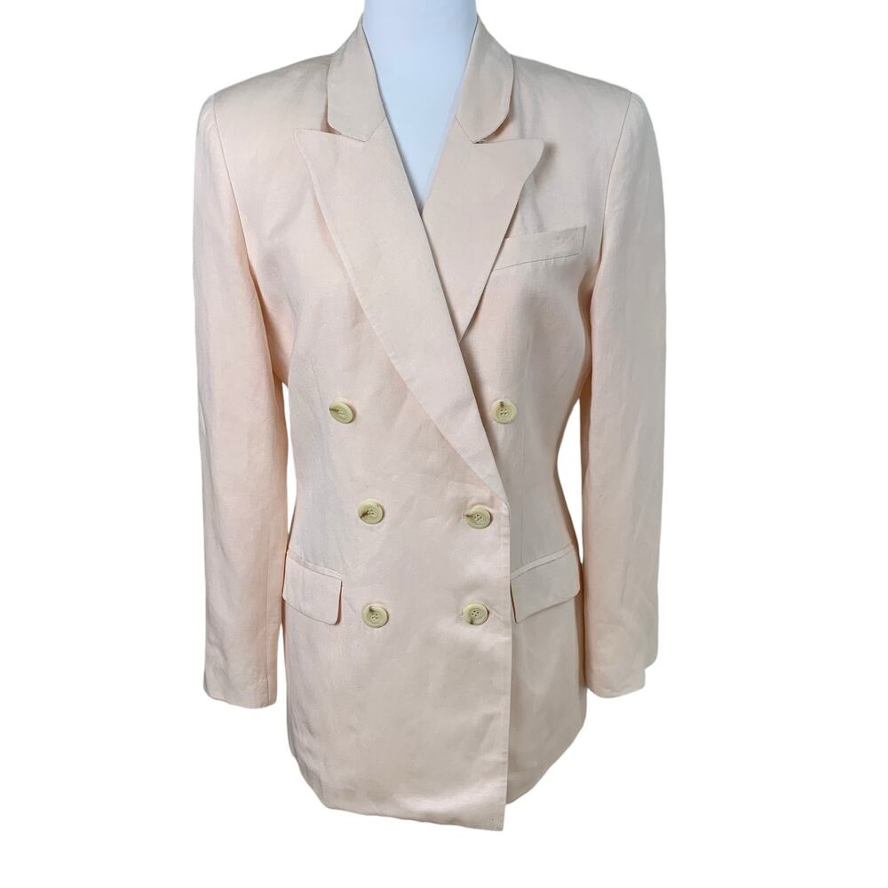 Elegant Cream Double-Breasted Women's Blazer